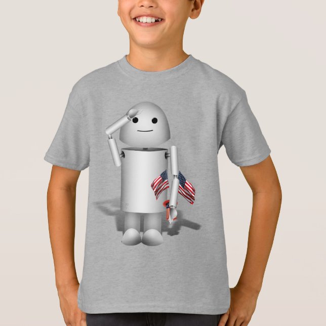 Cute Patriotic Robo-x9   T-Shirt (Front)