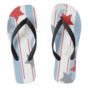Cute Patriotic Stars and Vertical Stripes Flip Flops