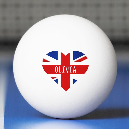 Cute Patriotic UK United Kingdom Flag Heart Ping Pong Ball