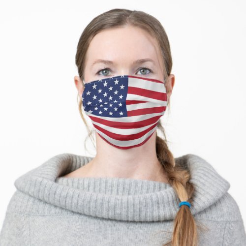 Cute Patriotic USA Flag Stars and Stripes Adult Cloth Face Mask