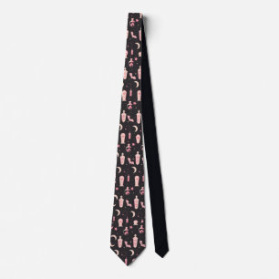 Cute pattern black and pink vampire witchcraft neck tie