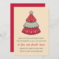 Cute Pattern Christmas Tree Holiday Party Invitation