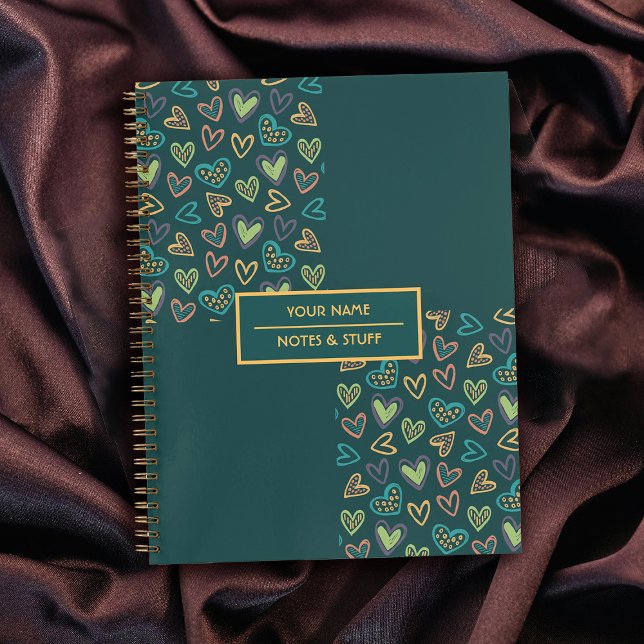 Cute Pattern Colorful Hearts Spiral Notebook (Creator Uploaded)