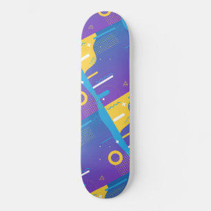 Cute Pattern Colorful Minimal Design Blue Skateboard