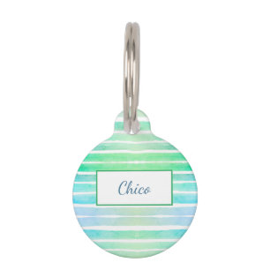 Cute Pattern Colorful Stripes Pink Blue Greeny Pet ID Tag