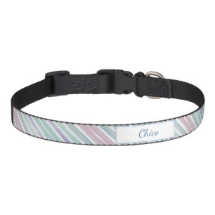 Cute Pattern Colorful Stripes Pink Blue Monogram Pet Collar