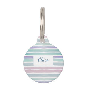 Cute Pattern Colorful Stripes Pink Blue Pet ID Tag