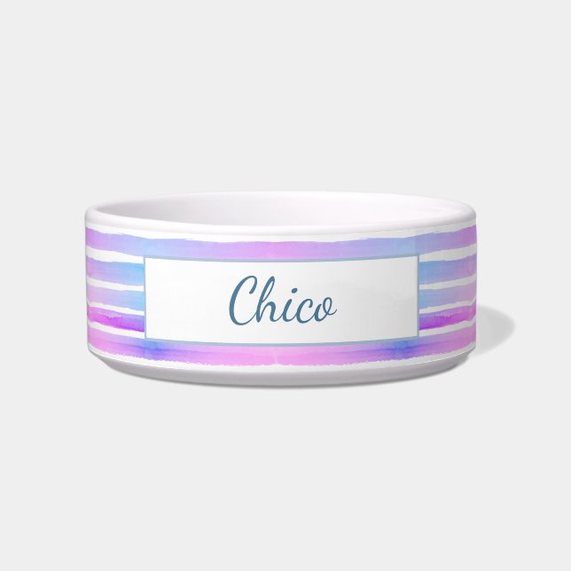 Cute Pattern Colorful Stripes Pink Blue Purple Bowl (Front)