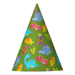 Cute Pattern For Kids Green Baby Dinosaur Birthday Party Hat