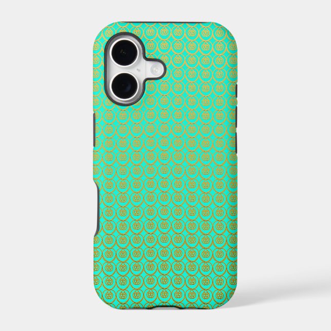 Cute Pattern Gold over Minty Green Iphone Case (Back)