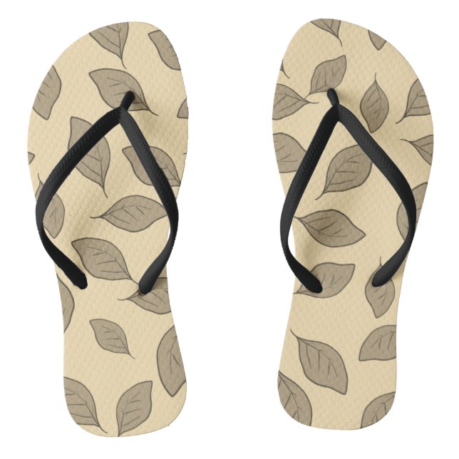 Cute pattern leaves  mug wrapping paper flip flops (Footbed)