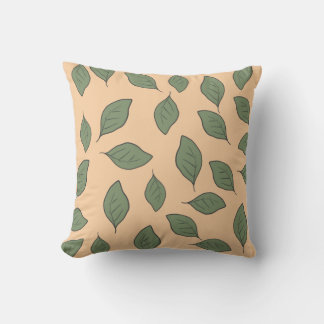 Cute pattern leaves throw pillow