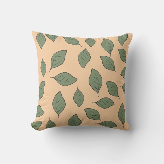 Cute pattern leaves throw pillow (Front)