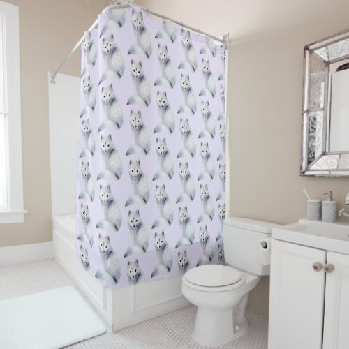  Cute Pattern _ Nordic Fox with Floral Markings Shower Curtain