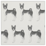 Cute Pattern Of A Basenji Dog In Black And White Fabric