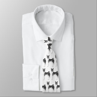 Cute Pattern Of A Basenji Dog In Black And White Neck Tie