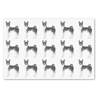 Cute Pattern Of A Basenji Dog In Black And White Tissue Paper