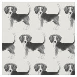 Cute Pattern Of A Beagle Dog In Black And White Fabric