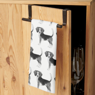 Cute Pattern Of A Beagle Dog In Black And White Kitchen Towel