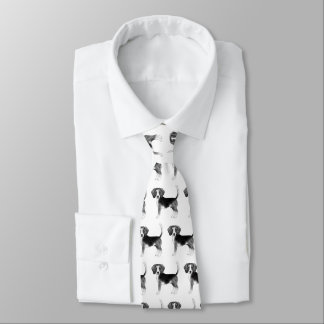 Cute Pattern Of A Beagle Dog In Black And White Neck Tie