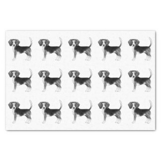 Cute Pattern Of A Beagle Dog In Black And White Tissue Paper