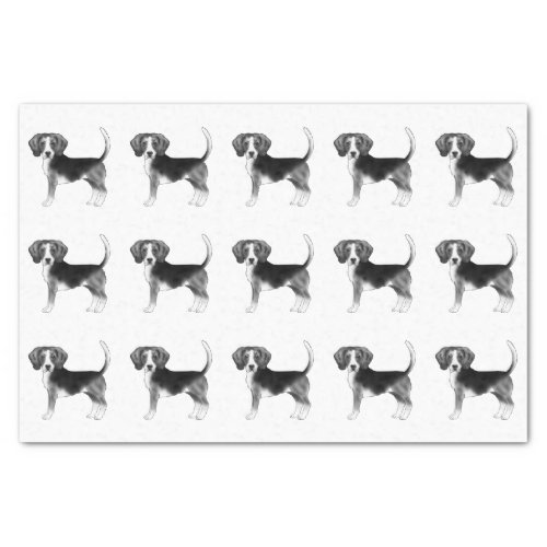 Cute Pattern Of A Beagle Dog In Black And White Tissue Paper