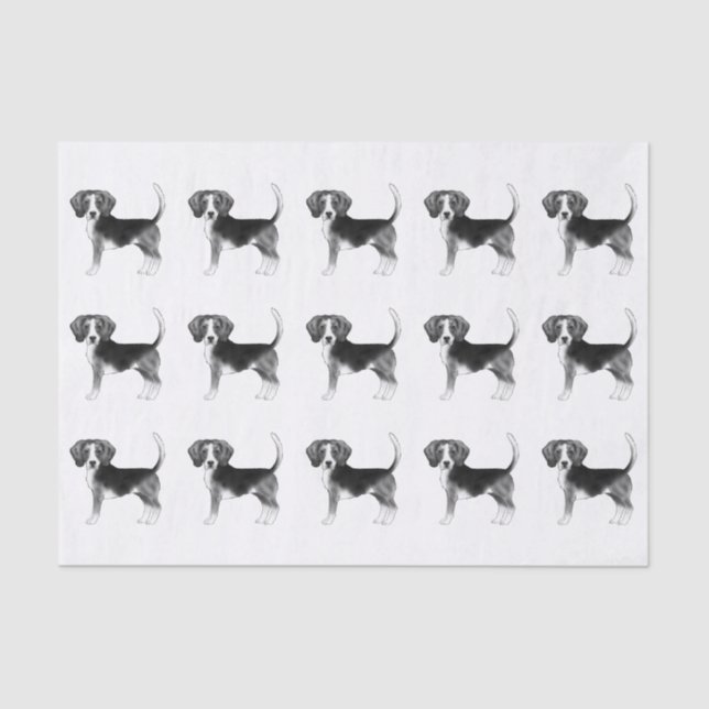 Cute Pattern Of A Beagle Dog In Black And White Tissue Paper (Front)
