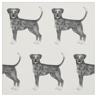 Cute Pattern Of A Boxer Dog In Black And White Fabric