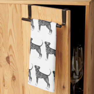 Cute Pattern Of A Boxer Dog In Black And White Kitchen Towel
