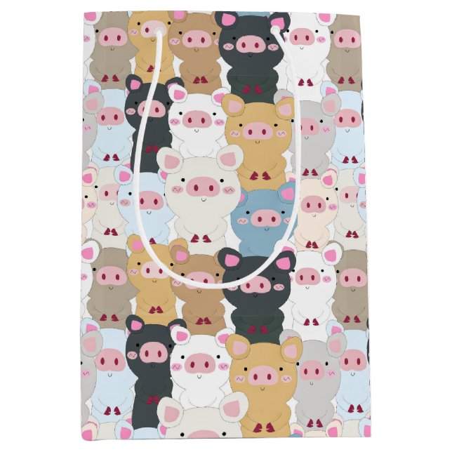 Cute Pattern of Pigs Medium Gift Bag (Front)