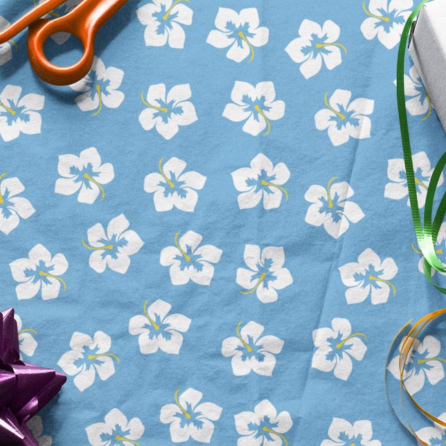 Cute Pattern Simple Blue Chic Floral  Tissue Paper (Creator Uploaded)