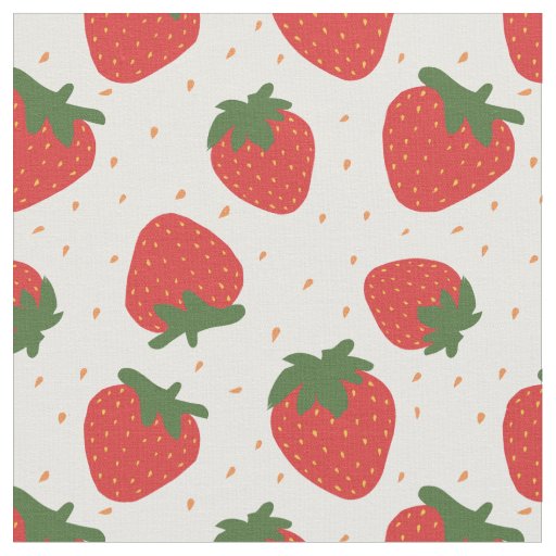 Cute pattern strawberries garden red white summer  fabric