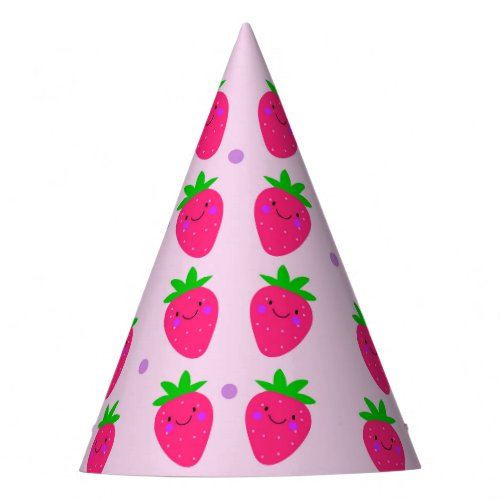 Cute Pattern Strawberry Birthday Kids Girly  Party Hat