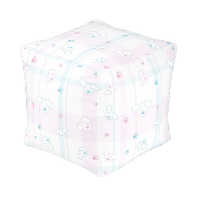 Cute pattern with dogs pouf (Angled Front)