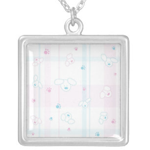 Cute pattern with dogs silver plated necklace