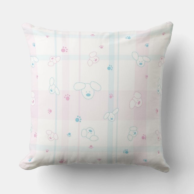 Cute pattern with dogs throw pillow (Front)