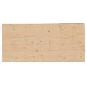 Cute pattern with dogs wood USB flash drive