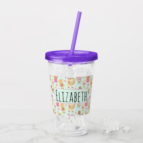 Cute Pattern with Happy Animals  Toys Acrylic Tumbler