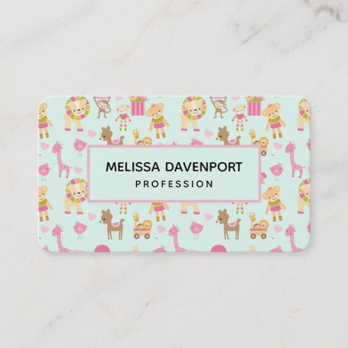 Cute Pattern with Happy Animals  Toys Business Card