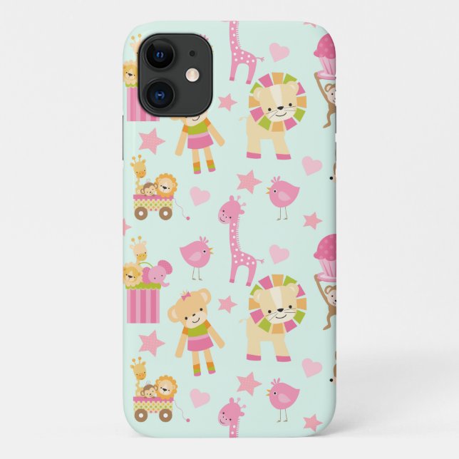 Cute Pattern with Happy Animals & Toys Case-Mate iPhone Case (Back)