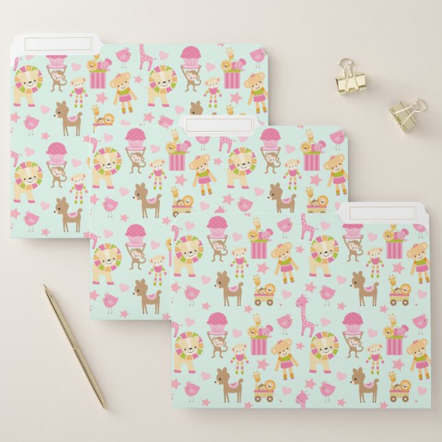 Cute Pattern with Happy Animals & Toys File Folder (Set)