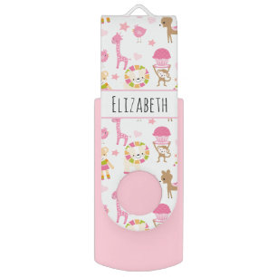 Cute Pattern with Happy Animals & Toys Flash Drive