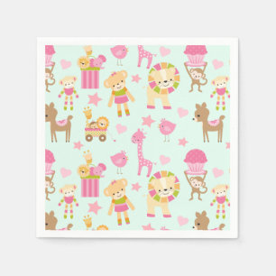 Cute Pattern with Happy Animals & Toys Napkins