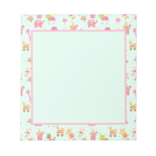 Cute Pattern with Happy Animals & Toys Notepad