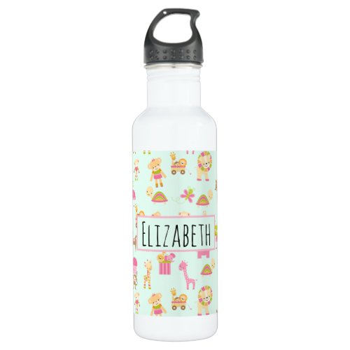 Cute Pattern with Happy Animals  Toys Stainless Steel Water Bottle