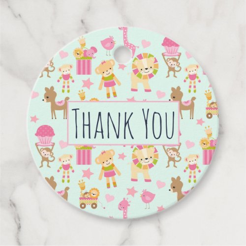Cute Pattern with Happy Animals  Toys Thank You Favor Tags