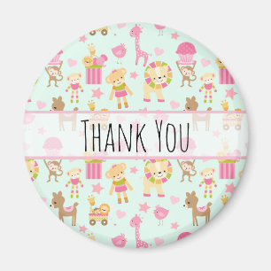 Cute Pattern with Happy Animals & Toys Thank You Magnet