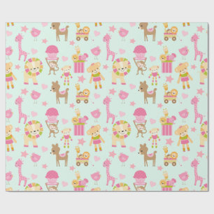 Cute Pattern with Happy Animals & Toys Wrapping Paper