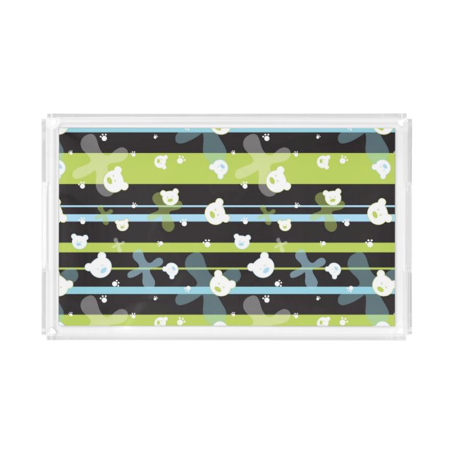 Cute pattern with little bears acrylic tray (Front)