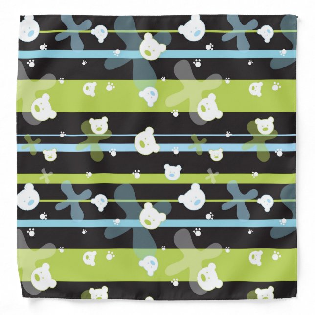 Cute pattern with little bears bandana (Front)